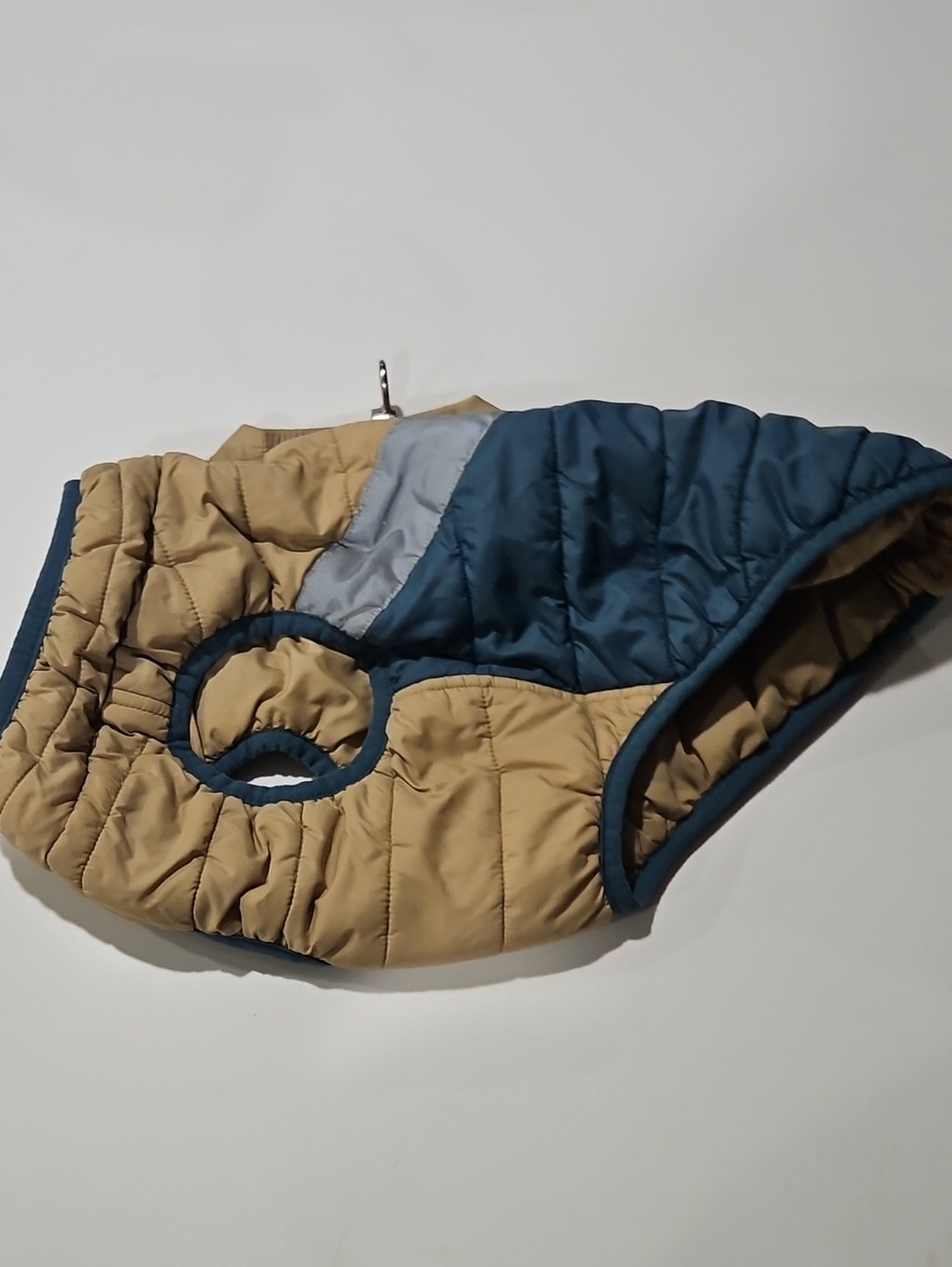 Dog Quilted Two-Tone Puffer Vest Jacket - Tan & Blue Sz Sm/med